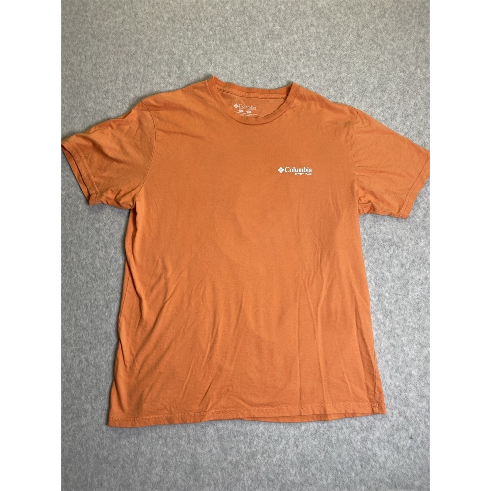 Columbia Mens Large Orange Short Sleeve T-Shirt Crew Neck Casual PFG Outdoor L